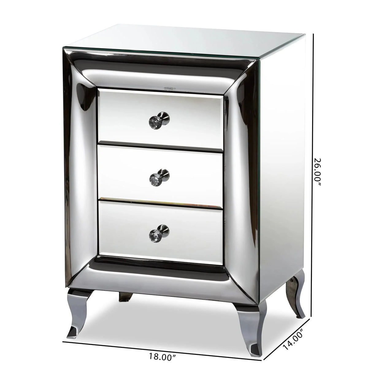 Baxton Studio Pauline Mirrored 3-Drawer End Table