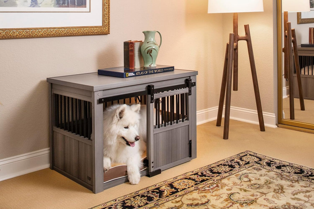 New Age Pet Furniture-Style Dog Crate, Antique White, Large, 36.02in x 24.02in x 26.18in