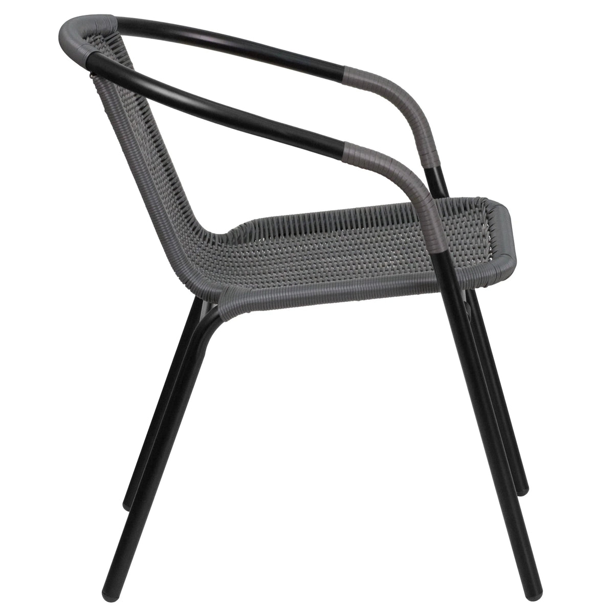 Emma + Oliver Indoor/Outdoor Stacking Rattan Patio Chairs, Set of 2, Gray