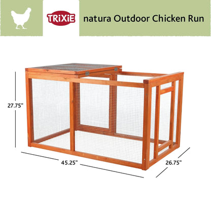 TRIXIE Weatherproof Outdoor Wooden Chicken Coop With 2 Nesting Boxes And Run, Brown
