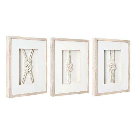 3-Piece Framed Nautical Knots Wall Decor Set, Natural Finish - 14in H x 11in L x 1.25in D