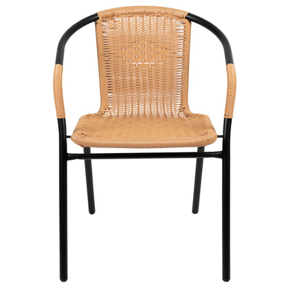 Emma + Oliver Indoor/Outdoor Stacking Rattan Patio Chairs, Set of 2, Gray