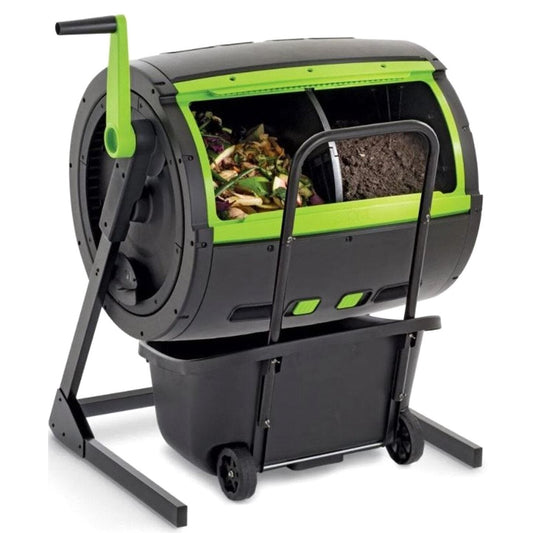 65-Gallon Compost Tumbler And 12-Gallon Cart Combo - 41.3 Inch x 30 Inch x 45 Inch