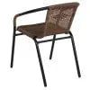 Emma + Oliver Indoor/Outdoor Stacking Rattan Patio Chairs, Set of 2, Gray
