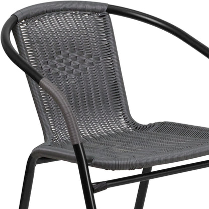 Emma + Oliver Indoor/Outdoor Stacking Rattan Patio Chairs, Set of 2, Gray