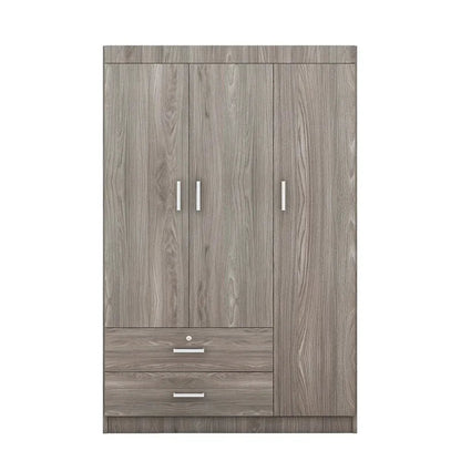3-Door Wardrobe With 2 Drawers, Shelves And Hanging Rail