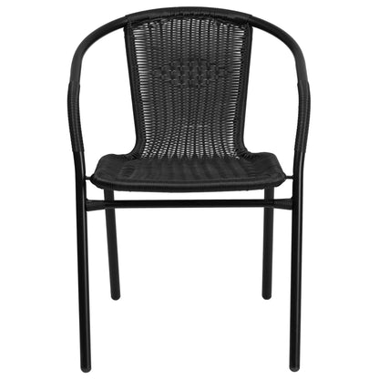 Emma + Oliver Indoor/Outdoor Stacking Rattan Patio Chairs, Set of 2, Gray