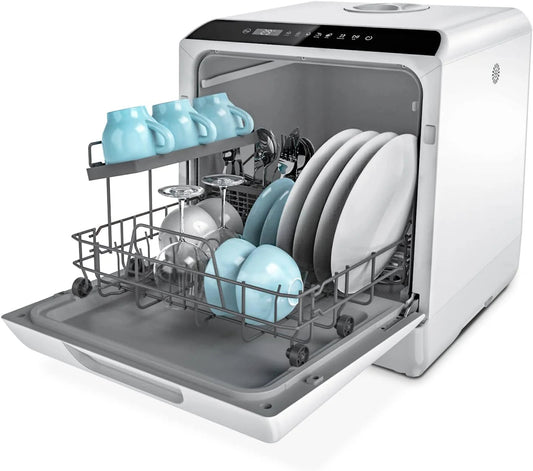 Portable Countertop Dishwasher, 5-Liter Built-In Water Tank, Glass Door