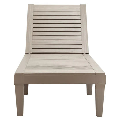 Outdoor Patio Chaise Lounge Chair Recliner - Adjustable 5 Positions, Wood Texture Design